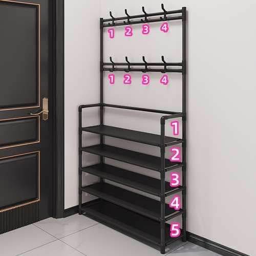 🌟 Étagère à Chaussures Multifonction 7 Niveaux + Porte-Manteaux 🌟